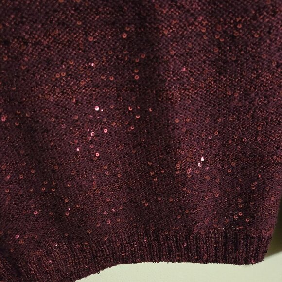 Inc international Concept Jubilant Burgundy Holiday Sequined Cowl Neck Size L - Picture 3 of 4